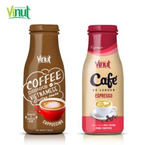 Wholesale coffee: 280ml Glass Bottle Cappuccino Coffee From VINUT Brand-VietNam Manufanufacturer