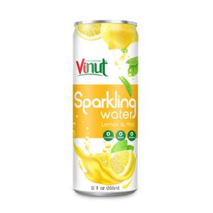 Wholesale vietnam: 355ml VINUT Sparkling Water Lemon & Mint Juice Drink (From Real Ingredient) Made in Vietnam Factory
