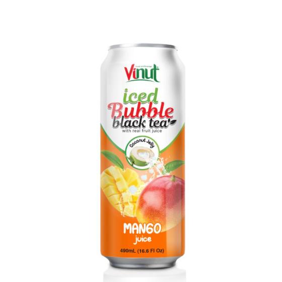 16.9 Fl Oz Vinut Iced Bubble Green Tea with Real Fruit Juice (Mango Juice, Coconut Jelly)