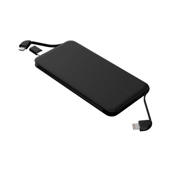 5000mAh Ultra-compact Power Bank with Built-in Micro & Lightning Cables ...