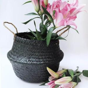 Wholesale seagrass belly basket: Black Seagrass Belly Basket