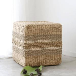 Wholesale water hyacinth furniture: Water Hyacinth Square Pouf