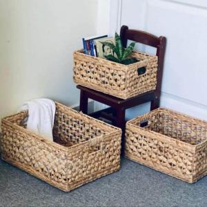 Wholesale water hyacinth baskets: Water Hyacinth Storage Totes - Set of 3