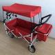 Utility Wagon Folding Cart 8 Inch Foldable Beach Trolley with Canopy 600D Oxford Fabric