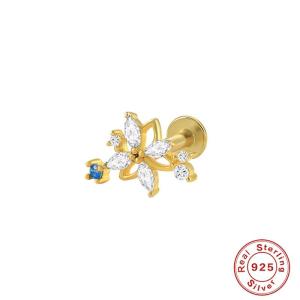 Wholesale silver earrings: S925 Sterling Silver Geometric Diamond Pearl Earbone Earrings