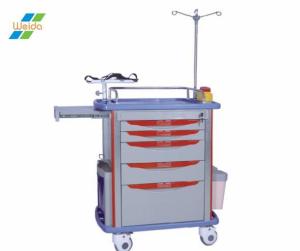 Wholesale caster with side brake: Medical ABS Type Medicine Trolley Emergency Cart for Hospital and Clinic with Disposable Lock