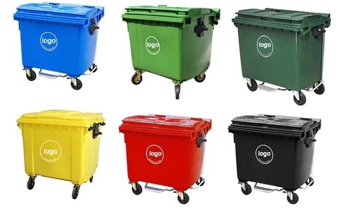 Sell 660 liter plastic dustbin with lid and four wheels