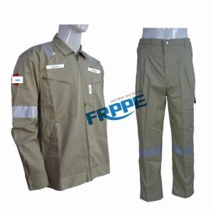 Wholesale 100% cotton: 100% Cotton Khaki Jacket & Pants with Reflective Tapes Suit