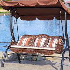 Wholesale outdoor lamps: Backyard Furniture Outdoor Restaurant Furniture Luxury Solar Lamp Swing Chairs Aluminum Swing
