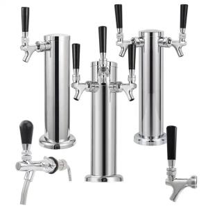 Wholesale refrigerating gauge: Stainless Steel Single/Double/Triple Tap Draft Beer Tower Brewing Draft Beer Dispenser Tap Tower for