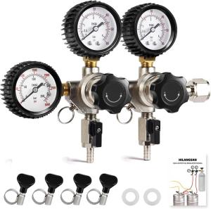 Wholesale forged check valve valve: Dual Gauge CO2 Draft Pressure Regulator CGA-320 CO2 Tank Beer Regulator with Relief Valve