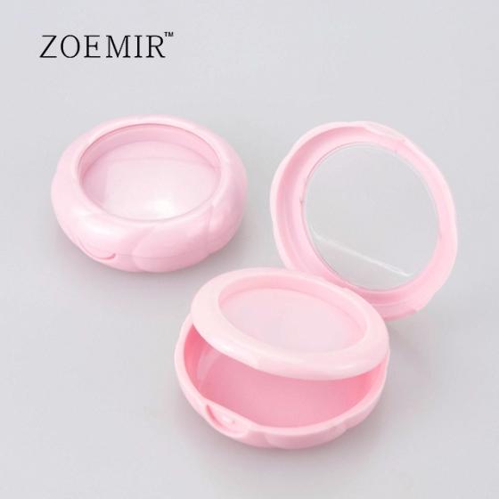 Flower Shaped Pink Girl Makeup Cute Plastic Compact Powder Container ...