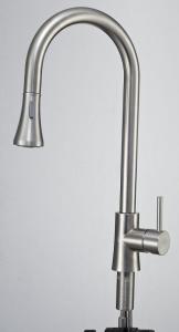 Wholesale stainless steel kitchen sink: W02-004 Pull-down Stainless Steel Kitchen Mixer Brushed Kitchen Sink Tap