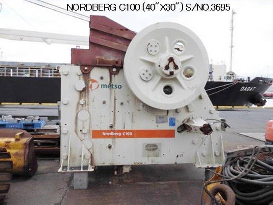 Sell USED METSO NORDBERG MODEL C100 (40X30) SINGLE TOGGLE JAW CRUSHER S/NO. 3695