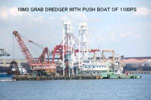 Wholesale caterpillar: Used 10M3 Grab Dredger with A Push Boat of 1100PS
