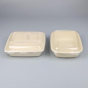 Wholesale pet container: Sugarcane Bagasse Pulp Disposable Lunch Container Tray Box with PLA PET Transparent Clear Lid