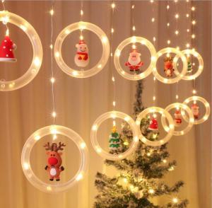 Wholesale string curtain: LED Circle Ring Curtain Christmas Light