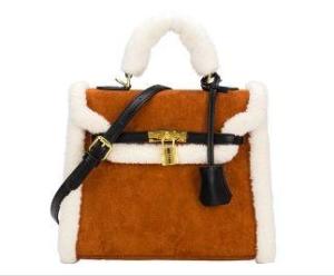 Wholesale Other Special Purpose Bags & Cases: 25cm Womens Leather Bag Lambswool O Plush Brown Velvet Bag