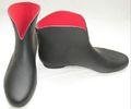 Black Solid Color Ankle Rain Boots With Polka Dot 6.3 Inch Shaft