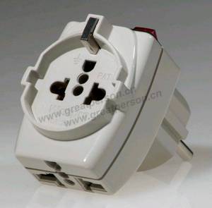 Wholesale Electrical Plugs & Sockets: EUROPEAN Style Multi-function Dual Adapter W/Switch
