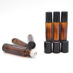 Wholesale refillable travel bottles: 10ml Amber Glass Roll On Bottle