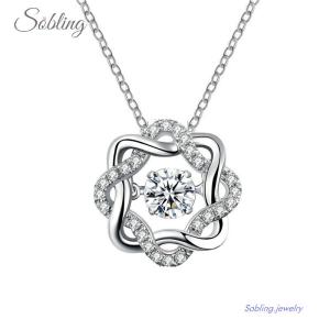 Wholesale love: Sobling Inseparable Love DEF 0.5CT Round Brilliant Moissanite 925 Sterling Silver Necklace Heart B