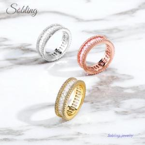 Wholesale Rings: Sobling Rectangle 1.5x3mm Clear AAA Cubic Zirconia Eternity Ring Band by 925 Sterling Silver Yellow