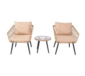 Wholesale square bars: WYHS-T249 3-Piece Outdoor Rattan Patio Furniture Set, Simple Wicker Patio Chair with Coffee Table