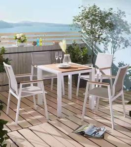 Wholesale outdoor furniture: Outdoor Furniture 1+4 Table and Chair Aluminum Mesh Chair Outdoor Table and Chair Waterproof Sunscre