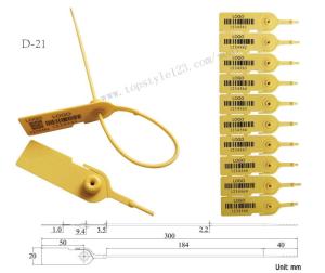 Wholesale insert: D-21 Pull Tight Plastic Seal Tag with Quick Release Tear-off, Metal Inserted Locking, 300mm Length
