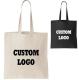 Custom Logo Size Printed Eco Friendly Recycled Reusable Plain Blank Organic Calico Cotton Canvas Gro