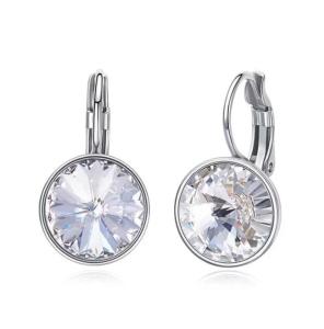 Wholesale crystal jewelry: Wholesale Chip Earrings 18K Platinum Plated Women Round Genuine Austrian Crystal Fashion Jewelry