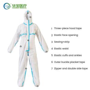 TUV Disposable Waterproof Coveralls , PP Medical Protective Clothing