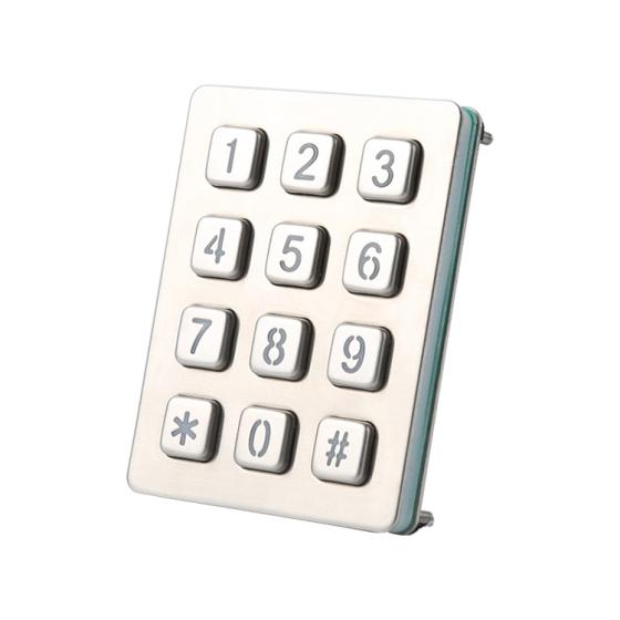 12 Keys 3x4 Matrix Stainless Steel Waterproof Keypad with Ergonomic Keyboard