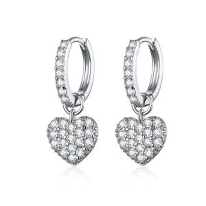 Wholesale silver earrings: USA Hot Selling Fashion Heart Shape Diamond Earring 925 Silver for Woman