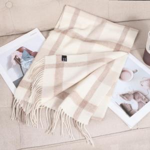 Wholesale wool blanket: Women Winter Warm Scarves 100%wool Long Shawl Plaid Pattern with Frings
