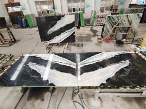 Wholesale marble: Panda White Marble Slab in Book Match Polished To Decor Flooring Wall Cladding