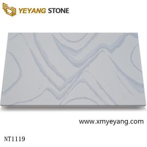 Wholesale quartz: White Base with Blue Vein Carrara Artificial Quartz Kitchen Countertop NT1119