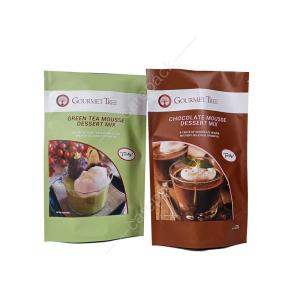 Wholesale green food: Custom Printing Logo Design Food Grade Chocolate Green Tea Plastic Stand Up Pouch with Tear Notch