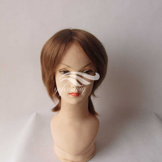 Short Blonde Real Human Hair Mono Top Wigs Hair Replacement