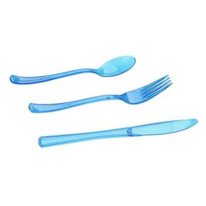 Wholesale Disposable Tableware: Transparent Color Plastic Cocked Cutlery