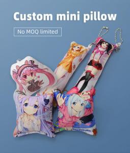Wholesale sublimation pillow: Wholesale Hot Sell Sublimation Print Custom Small Anime Mini Dakimakura Pillow Keychain