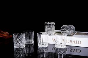 Vintage Shot Glasses with Texture Embossed Craft Clear Heavy Base Cordial Glasses JS3027 Series