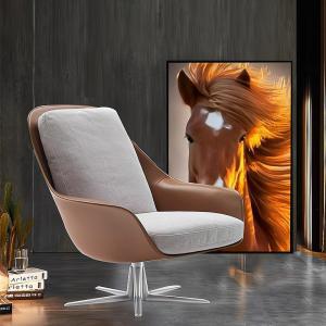 Wholesale leather chair: Nordic Creative Single Chair Sofa Rotating Armchair Living Room Balcony Modern Saddle Leather Light