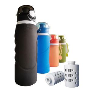 Wholesale silicone travel bottles: New Style Collapsible Personal Portable Water Filter Bottle for Camping