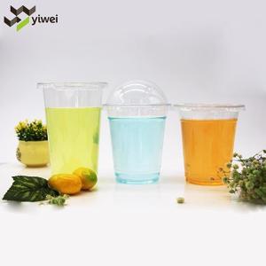 Wholesale plastic straw: Transparent Clear Disposable 12oz 14oz 16oz Clear PET Plastic Smoothie Cups with Lid and Straw