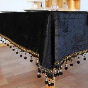 Wholesale placemats: Placemat Luxury Solid Black Round Rectangular Tablecloth Tassels Dining Table Tea Table Cover