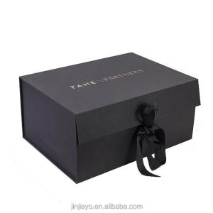 Wholesale folding paper box: Black Craft Paper Folding Rigid Box for Jewelry Shipping Mailer Clothing Shoes Luxury Packaging Cust
