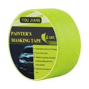 Wholesale car wrapped: High Temperature 120 Degree Painters Masking Tape Waterproof Green Crepe Paper 50m