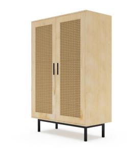 Wholesale wooden bedroom furniture: Customize Bedroom Furniture Wooden Rattan Wardrobe Cabinet Standard